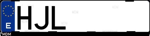 Matrícula española HJL, correspondiente al año 2012