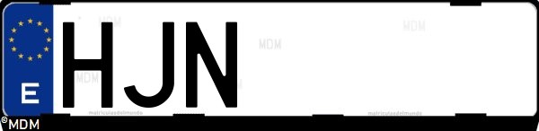 Matrícula española HJN, correspondiente al año 2012