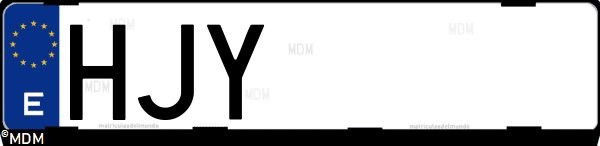 Matrícula española HJY, correspondiente al año 2012