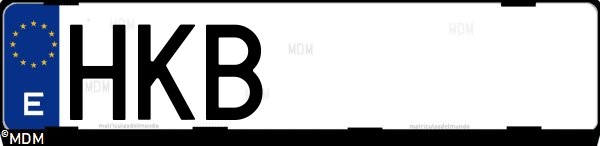 Matrícula española HKB, correspondiente al año 2012