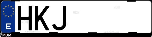 Matrícula española HKJ, correspondiente al año 2012