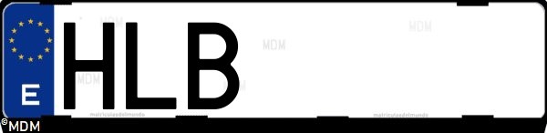 Matrícula española HLB, correspondiente al año 2012