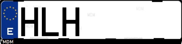 Matrícula española HLH, correspondiente al año 2012