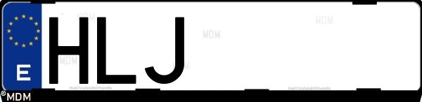 Matrícula española HLJ, correspondiente al año 2012