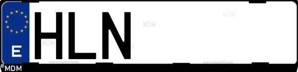 Matrícula española HLN, correspondiente al año 2012