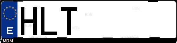 Matrícula española HLT, correspondiente al año 2012