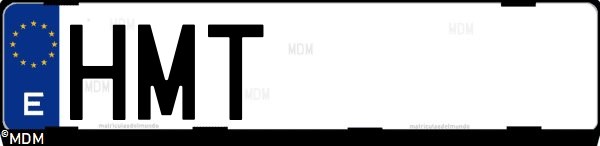 Matrícula española HMT, correspondiente al año 2012