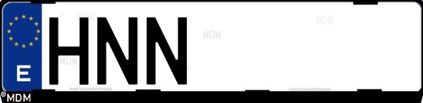 Matrícula española HNN, correspondiente al año 2013