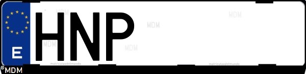 Matrícula española HNP, correspondiente al año 2013