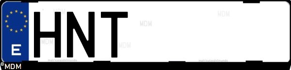 Matrícula española HNT, correspondiente al año 2013