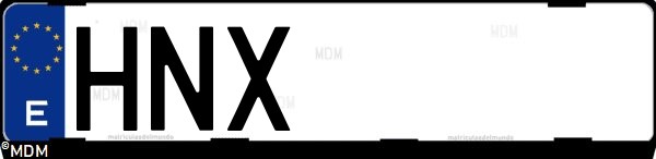 Matrícula española HNX, correspondiente al año 2013