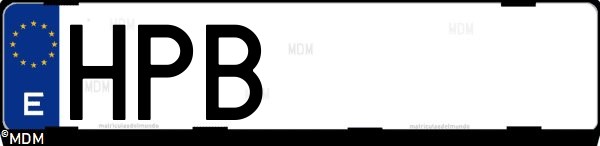 Matrícula española HPB, correspondiente al año 2013
