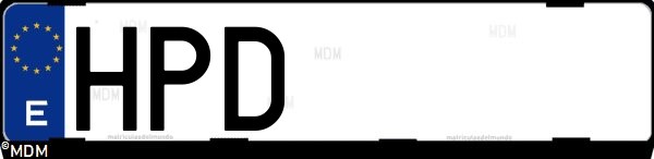 Matrícula española HPD, correspondiente al año 2013