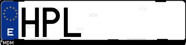 Matrícula española HPL, correspondiente al año 2013