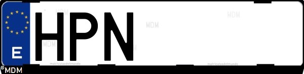 Matrícula española HPN, correspondiente al año 2013