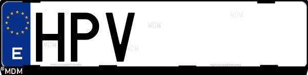 Matrícula española HPV, correspondiente al año 2013