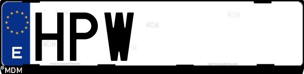 Matrícula española HPW, correspondiente al año 2013