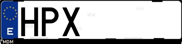 Matrícula española HPX, correspondiente al año 2013