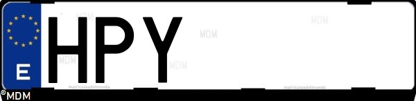 Matrícula española HPY, correspondiente al año 2013