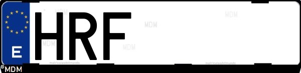Matrícula española HRF, correspondiente al año 2013