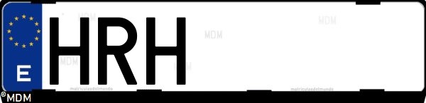 Matrícula española HRH, correspondiente al año 2013