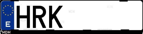 Matrícula española HRK, correspondiente al año 2013