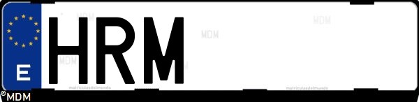 Matrícula española HRM, correspondiente al año 2013