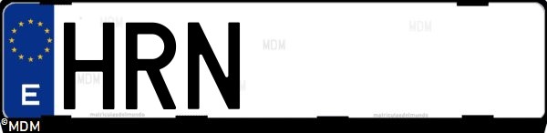 Matrícula española HRN, correspondiente al año 2013