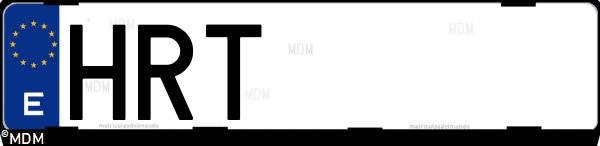 Matrícula española HRT, correspondiente al año 2013