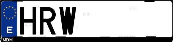 Matrícula española HRW, correspondiente al año 2013