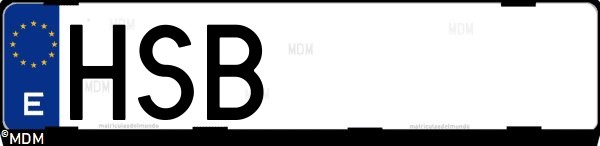 Matrícula española HSB, correspondiente al año 2013