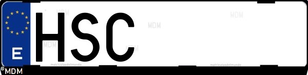 Matrícula española HSC, correspondiente al año 2013