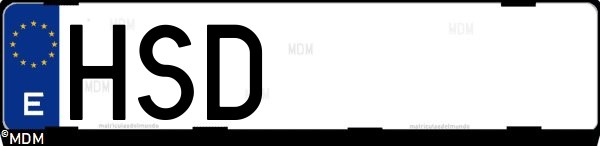 Matrícula española HSD, correspondiente al año 2013