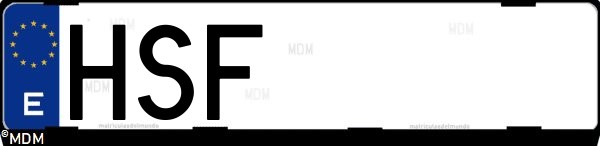 Matrícula española HSF, correspondiente al año 2013