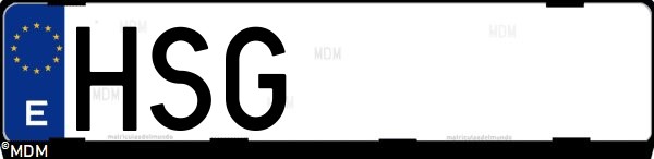 Matrícula española HSG, correspondiente al año 2013