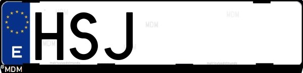 Matrícula española HSJ, correspondiente al año 2013