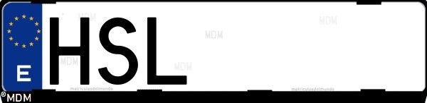 Matrícula española HSL, correspondiente al año 2013