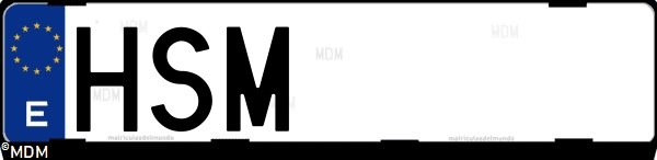 Matrícula española HSM, correspondiente al año 2013