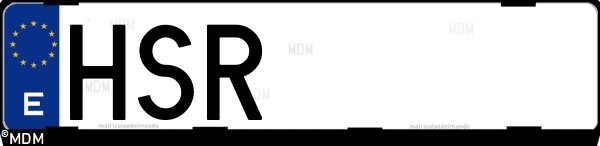 Matrícula española HSR, correspondiente al año 2013