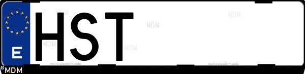 Matrícula española HST, correspondiente al año 2013