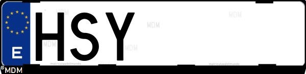 Matrícula española HSY, correspondiente al año 2013