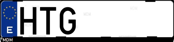 Matrícula española HTG, correspondiente al año 2013
