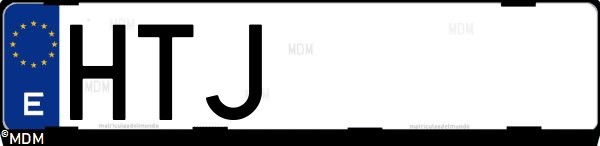 Matrícula española HTJ, correspondiente al año 2013