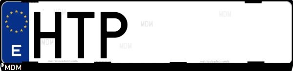 Matrícula española HTP, correspondiente al año 2013