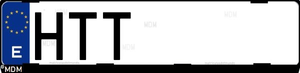 Matrícula española HTT, correspondiente al año 2013