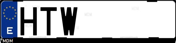 Matrícula española HTW, correspondiente al año 2013