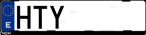 Matrícula española HTY, correspondiente al año 2013