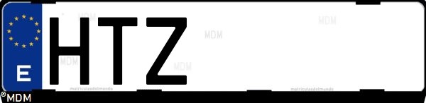 Matrícula española HTZ, correspondiente al año 2013