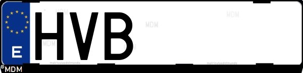 Matrícula española HVB, correspondiente al año 2013