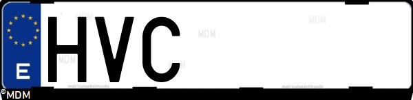 Matrícula española HVC, correspondiente al año 2013